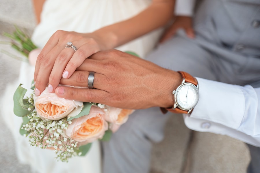 Couple celebrating their wedding