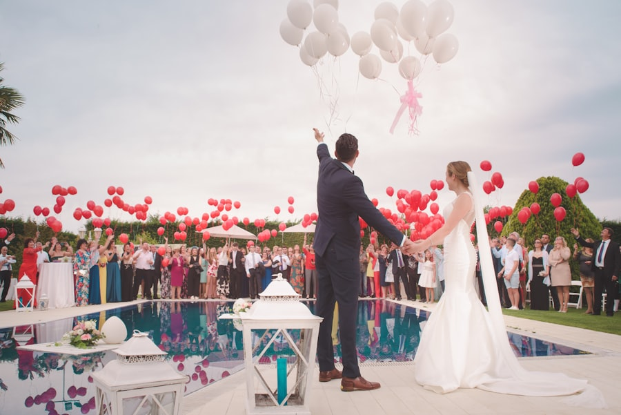 Couple celebrating their wedding